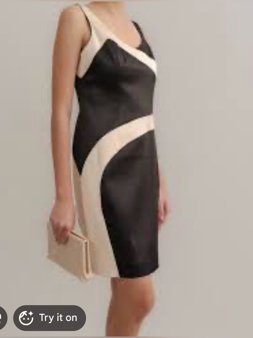Anne Klein Y2K Abstract Color block Mini Dress | Black & Champagne | Size 6